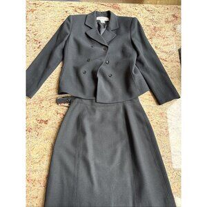 Rena Rowan Women’s 4P Blazer Size 6 Wool Skirt Black 2 Piece set Petite Lined